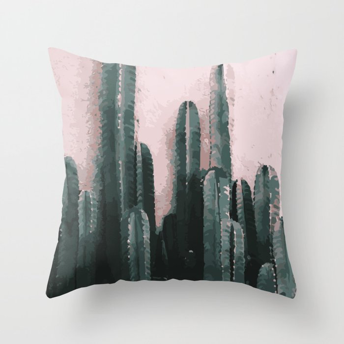 Cactus on Pink Throw Pillow