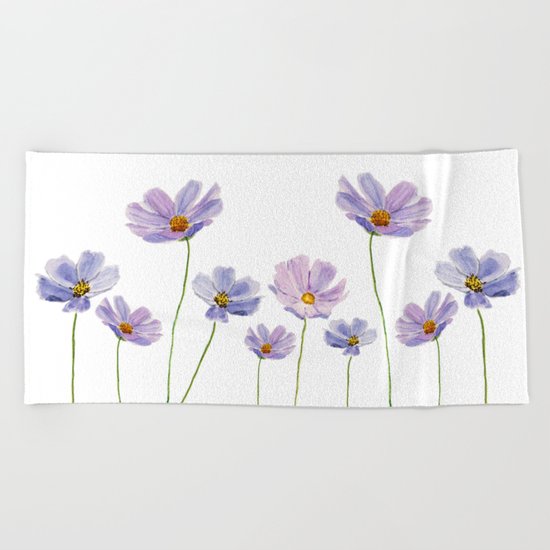 purple cosmos 2 Beach Towel