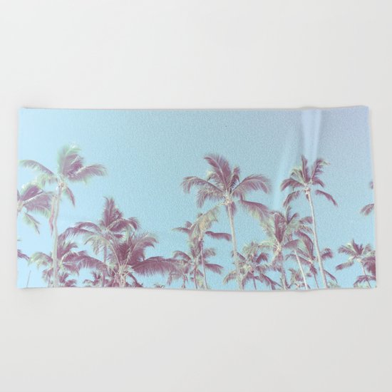 Vintage palm trees (blue) Beach Towel