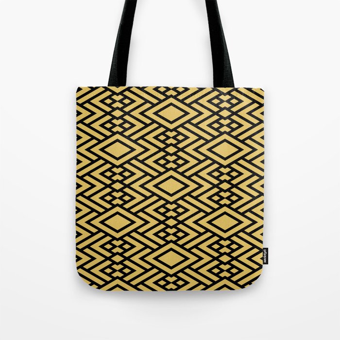 Black and Yellow Geometric Art Deco Diamond Pattern Pairs DE 2022 Popular Color Candelabra DE5431 Tote Bag