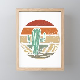 Retro Vintage Cactus Illustration Framed Mini Art Print