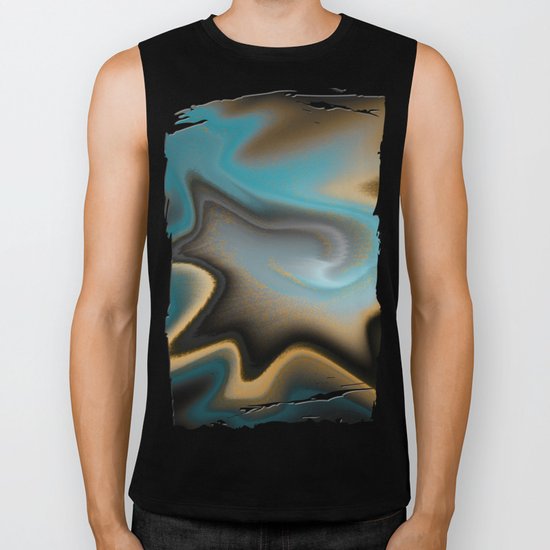 Teal and Orange Abstract 01 Biker Tank