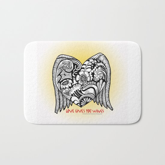 Love Gives You Wings A Zentangle Illustration for Lovers Bath Mat