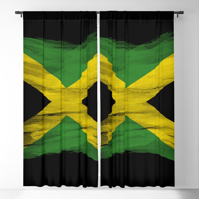 Jamaica flag brush stroke, national flag Blackout Curtain by