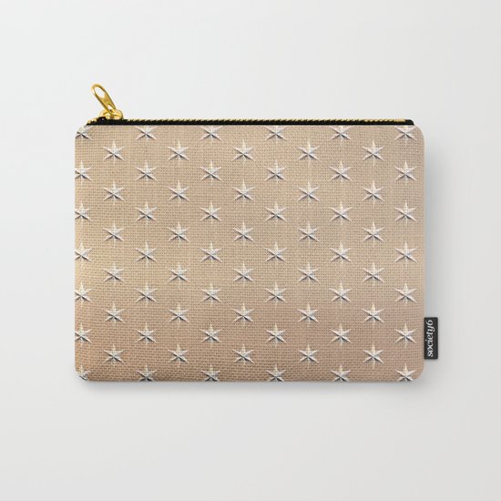 Shiny Silver Star Pattern on Gold Carry-All Pouch