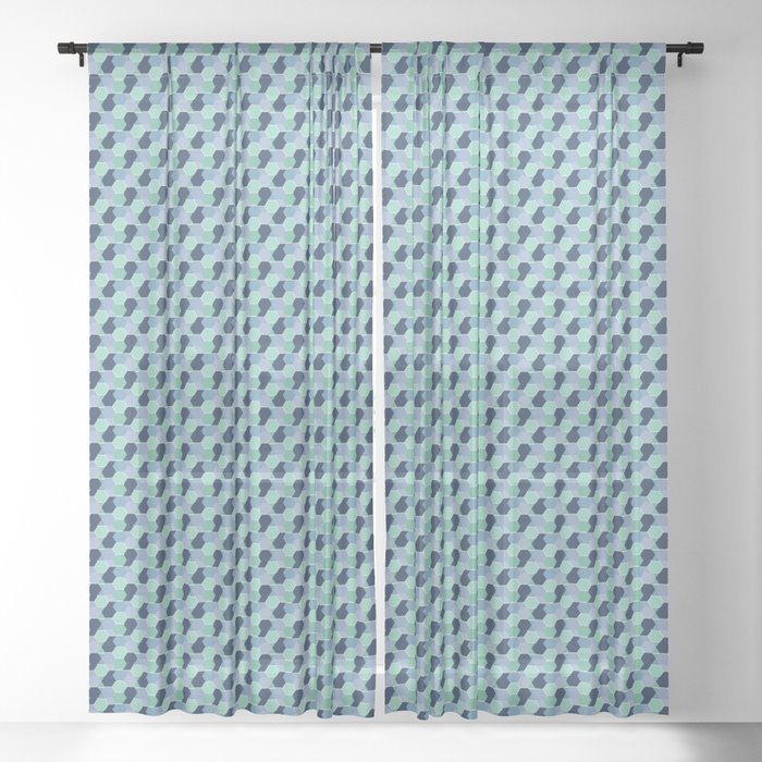 Abstract Geometric Shapes Broken Honeycomb Dark Blue Blue Light
