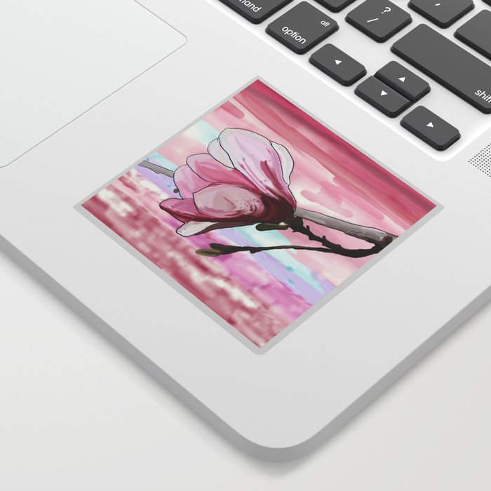 Pink Magnolia Blossom Japanese-Style Painting Sticker