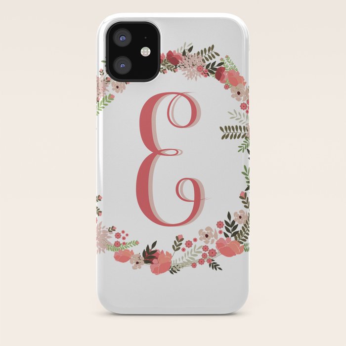 Personal Monogram Letter E Flower Wreath Iphone Case By Bettysue Society6
