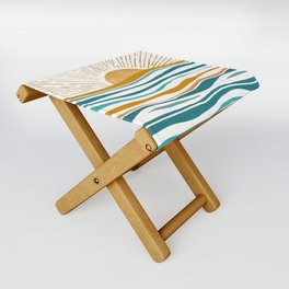 The Sun and The Sea - Gold and Teal Folding Stool