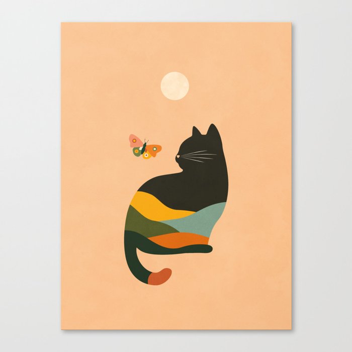 Abstract Cat and Butterfly Canvas Print