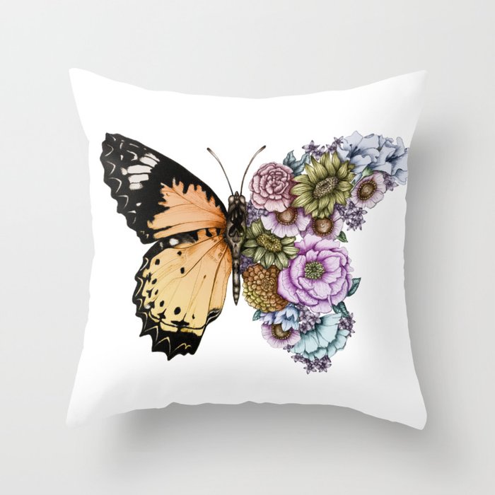 Butterfly in Bloom II Throw Pillow