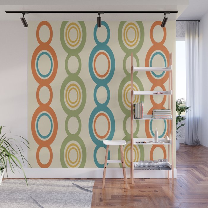 Mid Century Modern Chain Links Colorful Wall Mural