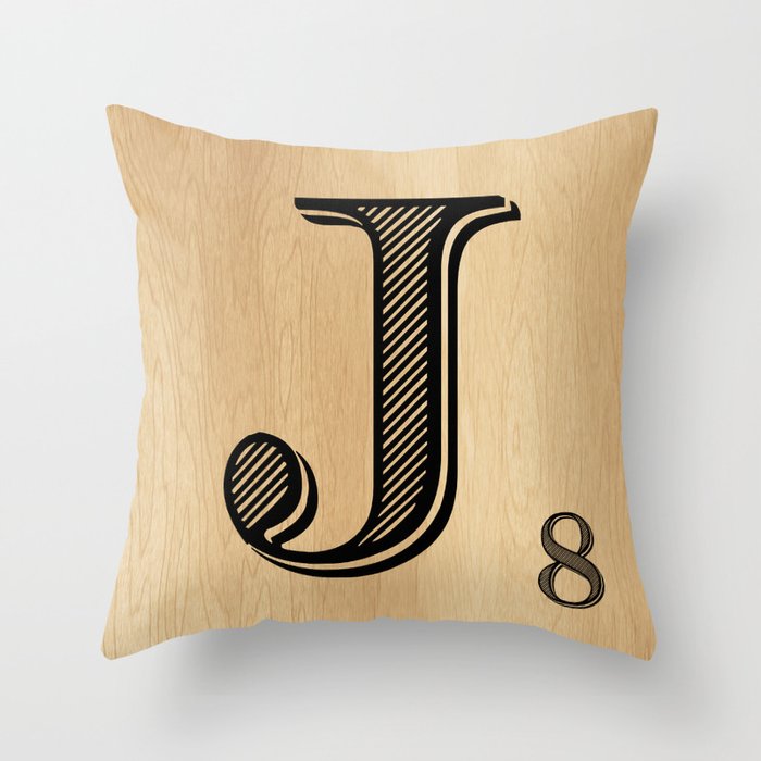 Scrabble Tile Letter J Throw Pillow
