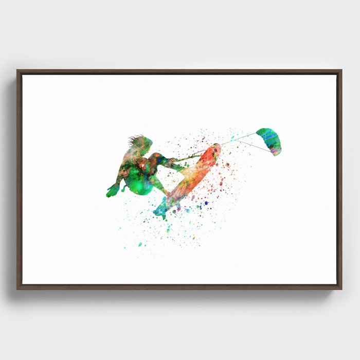 kitesurfing in watercolor Framed Canvas