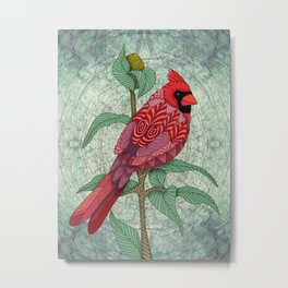Virginia Cardinal Metal Print | Woodland, Intricate, Drawing, Artlovepassion, Redbird, Digital, Pattern, State, Illustration, Mixed Media 
