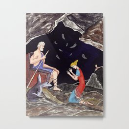 Demeter Begs Pluto Metal Print | Ancientgreece, Gouache, Myth, Painting, Acheron, Persephone, Watercolor, Mythology, Cave, Hades 