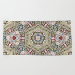 Symmetrical Luxe: An Eclectic Geometric Floral Pattern Beach Towel