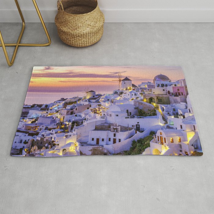 Beautiful Sunset in Oia Santorini, Greece Rug