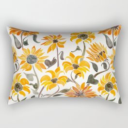 Sunflower Watercolor – Yellow & Black Palette Rectangular Pillow