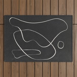 Abstract Shapes Black and White Sketch Outdoor Rug