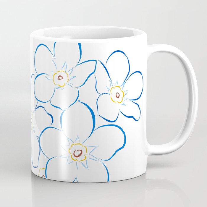 Forget-Me-Not Coffee Mug | Drawing, Digital, Blue, Flower, Alaska-state-flower, Cluster