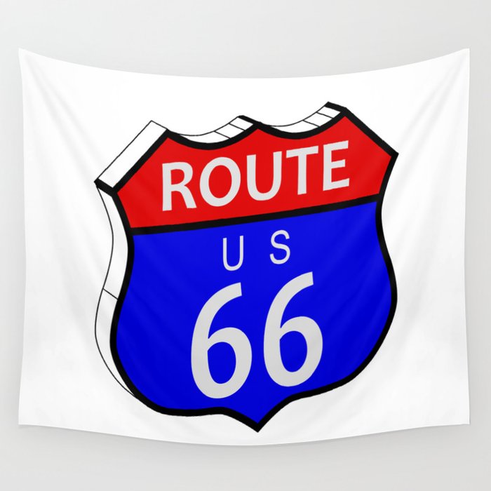 Route 66 Highway Sign Wall Tapestry