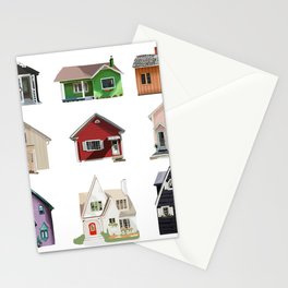 Cottage Study - Collage of Nine Tiny House Cottage Paintings Stationery Cards