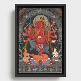 Tibetan Buddhism Ganesh Red Twelve Armed Framed Canvas