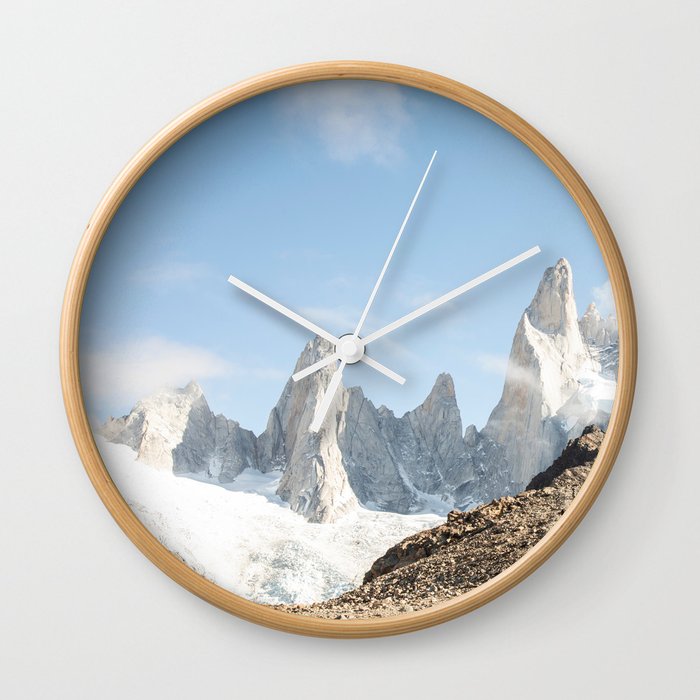 Argentina Photography - Tall Mountains Among The Clouds Wall Clock