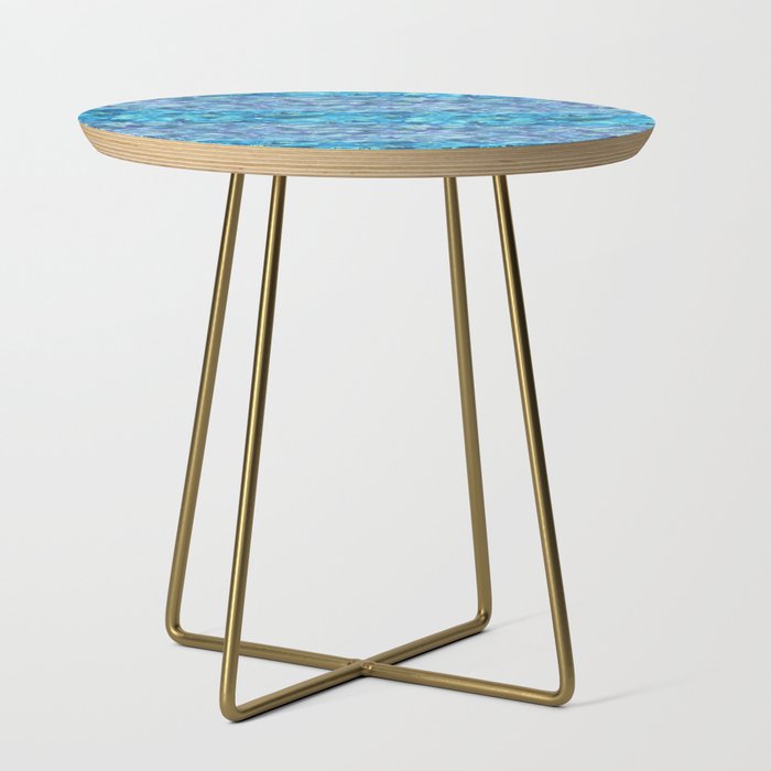 Aqua Blue Mermaid Pattern Metallic Glitter Side Table