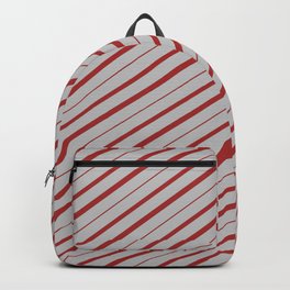 [ Thumbnail: Grey and Brown Colored Lines/Stripes Pattern Backpack ]