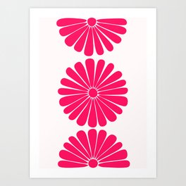 Retro Daisy Abstract LIII Red Bold Floral Art Print