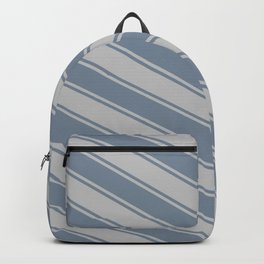 [ Thumbnail: Light Slate Gray & Grey Colored Lines Pattern Backpack ]