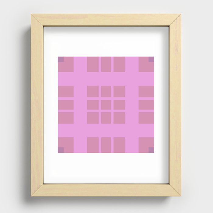 Pale rose to orchid tartan pattern Recessed Framed Print