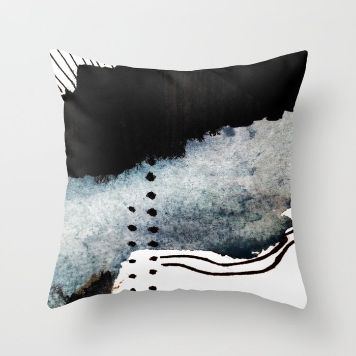 Closer - a black, blue, and white abstract piece Throw Pillow