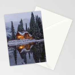Cabin in Winter Woods (Color) Stationery Card
