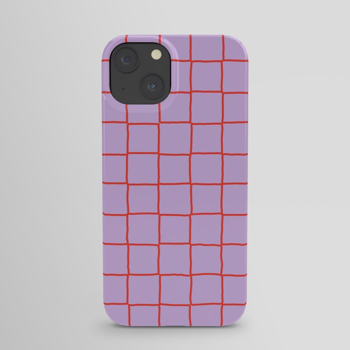 Red + Lavender Plaid Checker iPhone Case