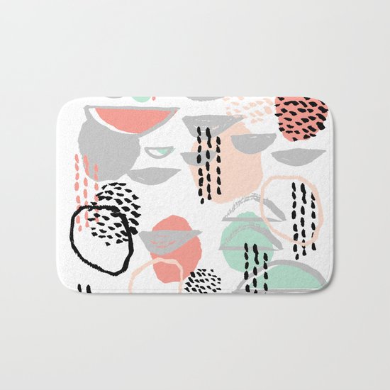 Callie - abstract minimal pastel art print texture ink hipster minimalist office or nursery Bath Mat