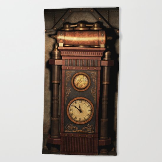 Steampunk Generator Bronze Beach Towel