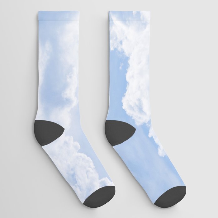 White Clouds in a Bright Blue Sky Socks