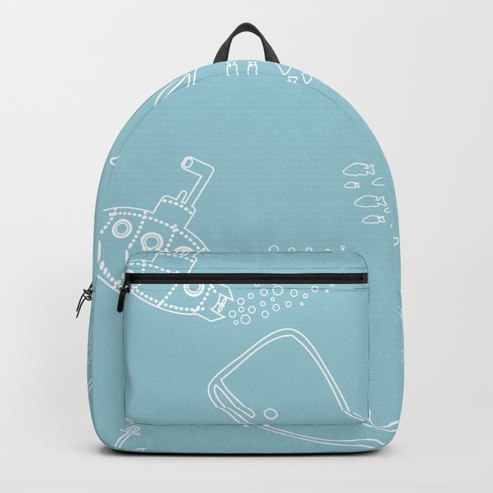 Under the Sea Whale & Submarine Pattern Backpack