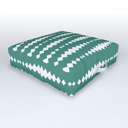 Green Blue and White Geometric Horizontal Striped Pattern Outdoor Floor Cushion