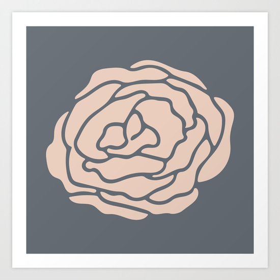 Rose Vintage Rose Pink on Pebble Gray Art Print