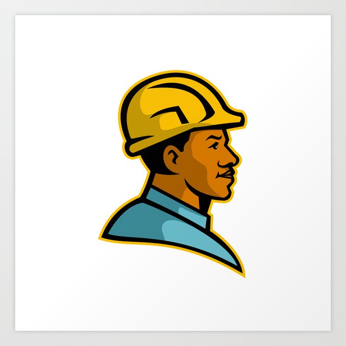 African American Construction Worker Mascot Art Print