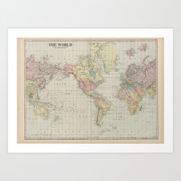 The World, Vintage Map Print from the Monarch Standard Atlas (1906) Art Print