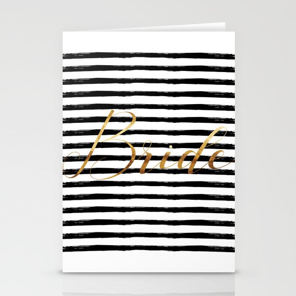 Bride & Stripes - Gold Black Stationery Cards