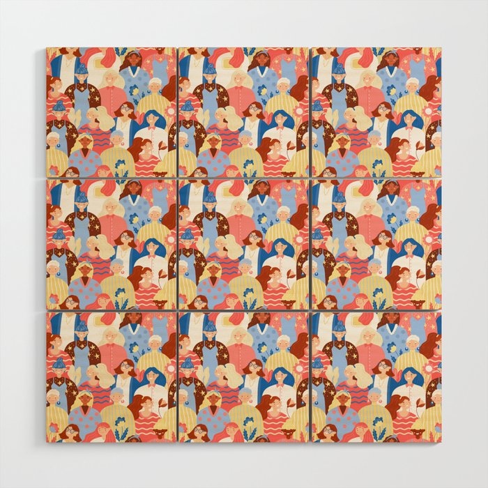 People Everywhere Seamless Pattern #3 Wood Wall Art