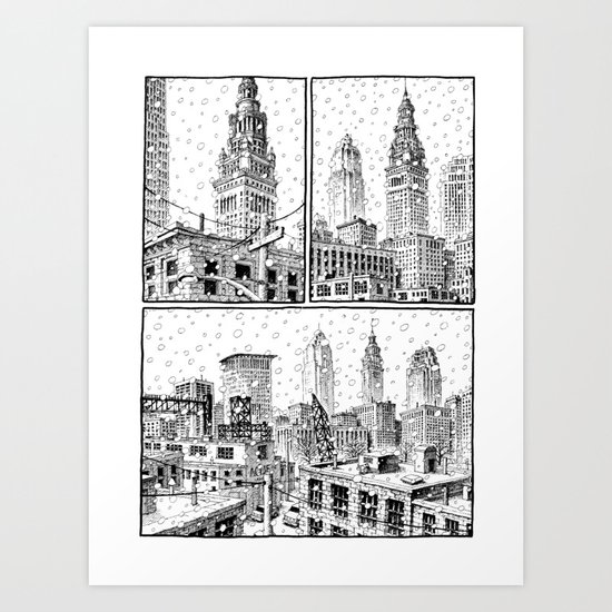 Snowy Cleveland Art Print