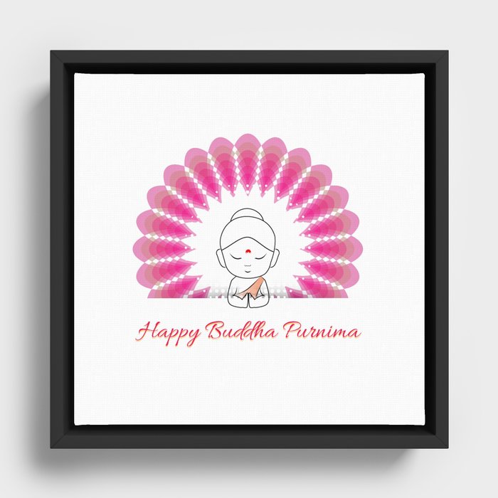 Happy Buddha Purnima Framed Canvas