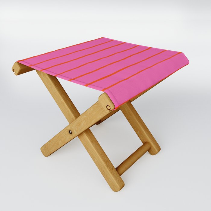 Bold Red Stripes on Tropical Pink Folding Stool